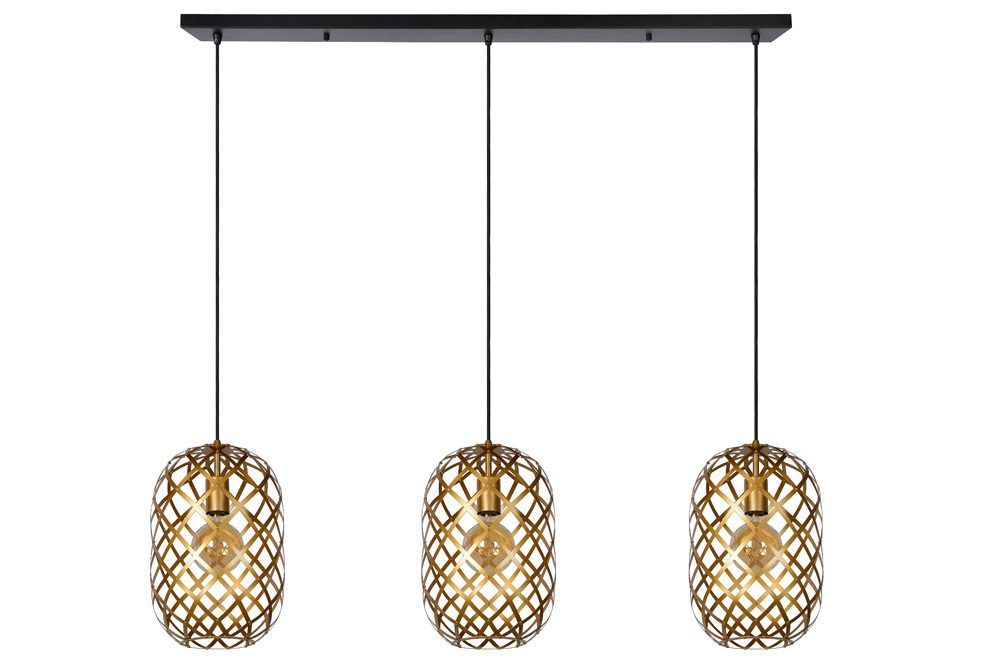 Lucide Wolfram hanglamp 110cm 3x E27 goud mat