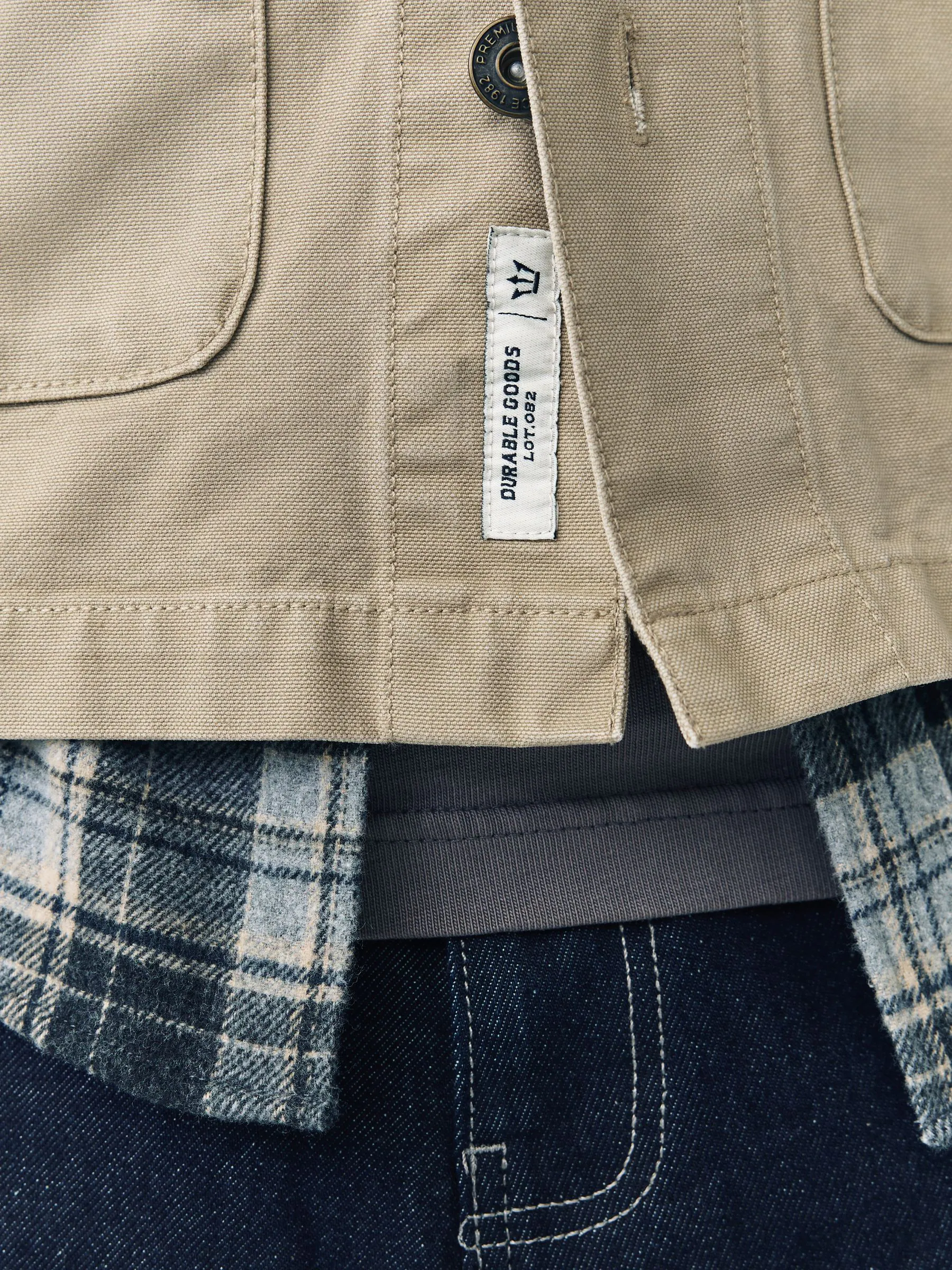 Ecru - Corduroy canvas shacket overshirt met kraag