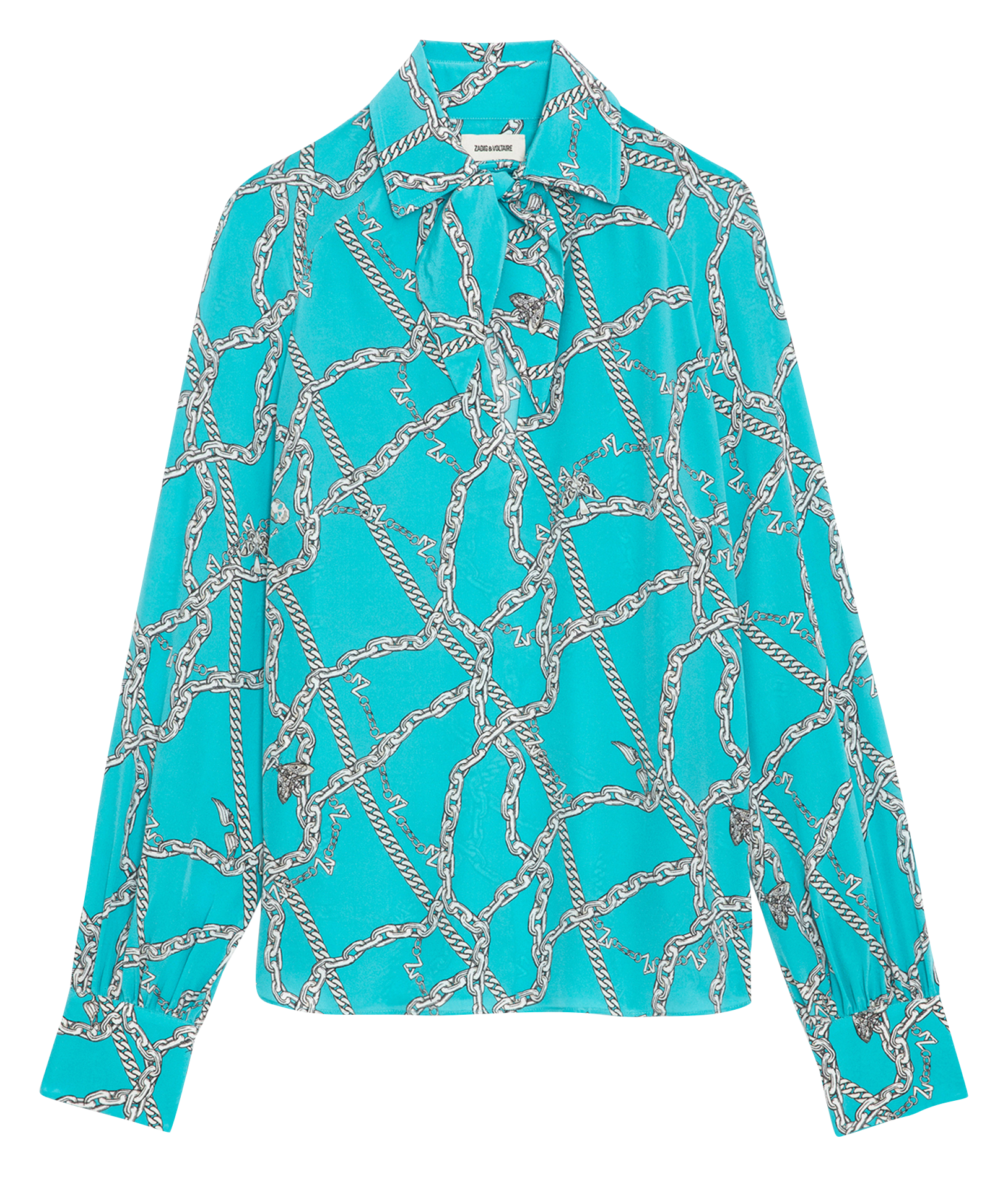 TUILE - Blouse imprimée en soie | Bleu