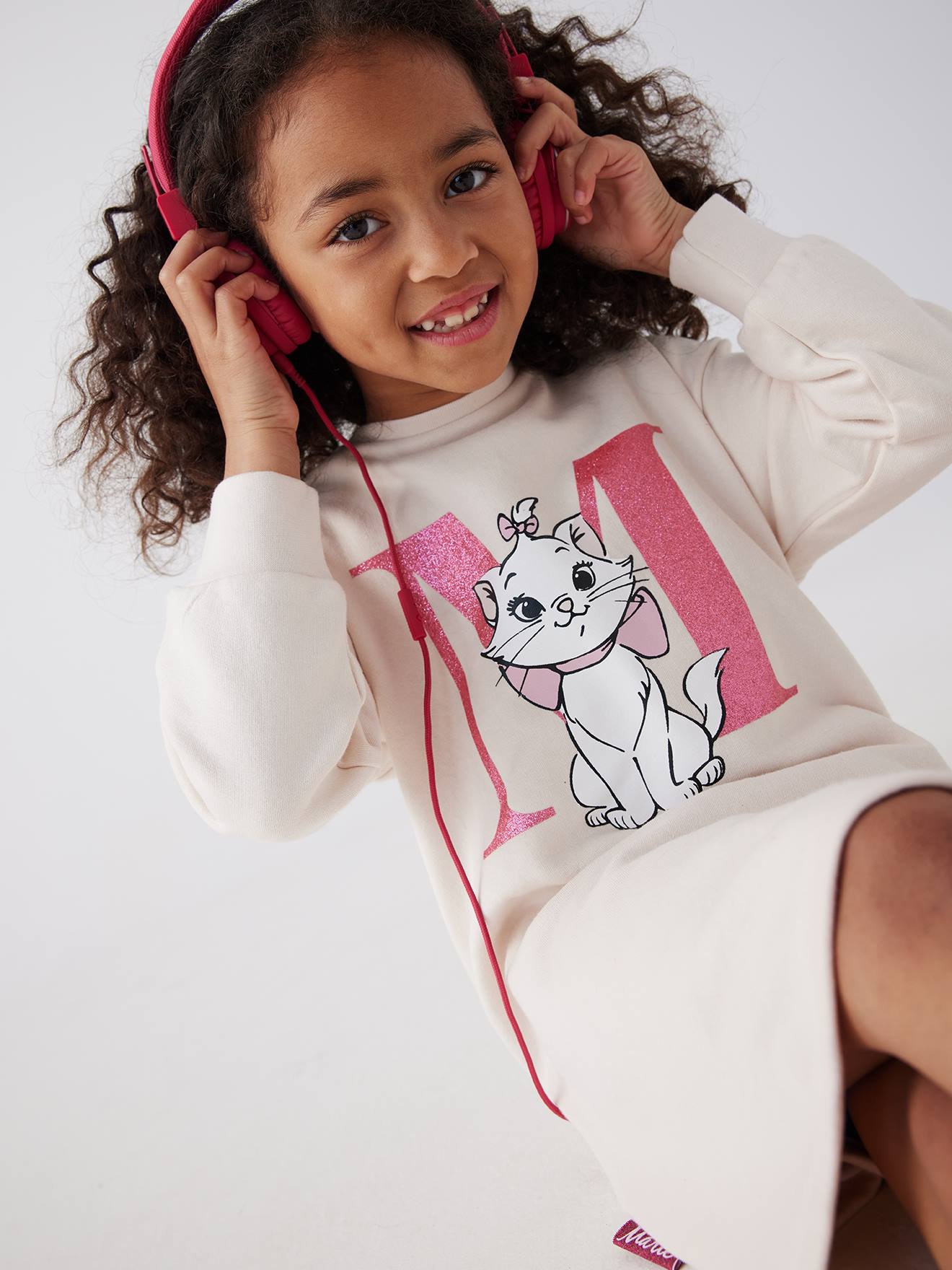 Vestido/blusa de moletom DS® Marie do filme Os Aristogatos para meninas, rosa claro