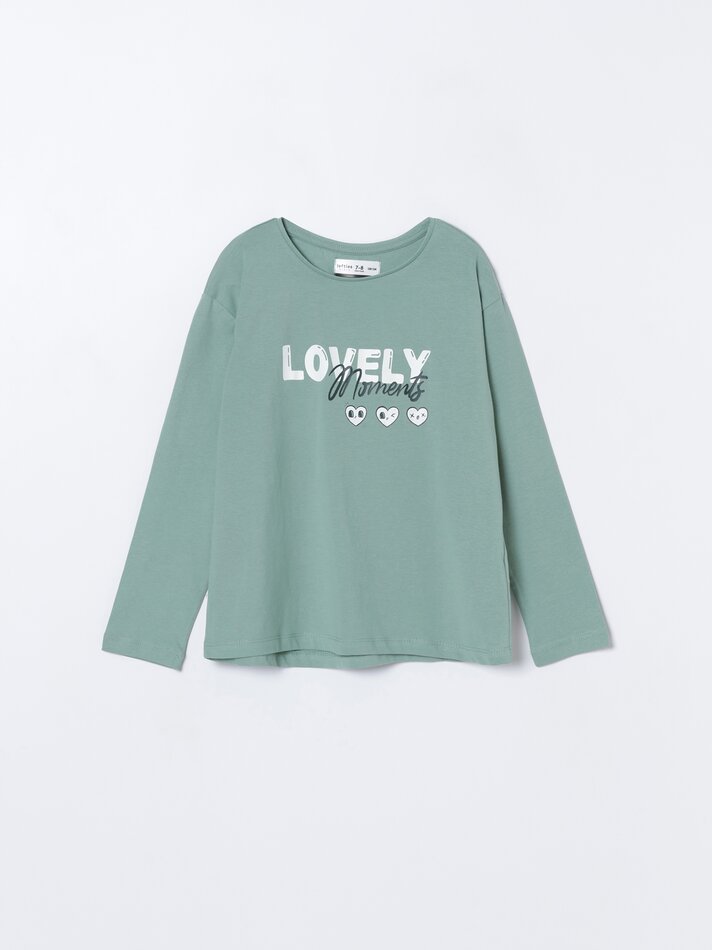 Pacote com 6 camisetas de manga comprida estampadas - Pretas