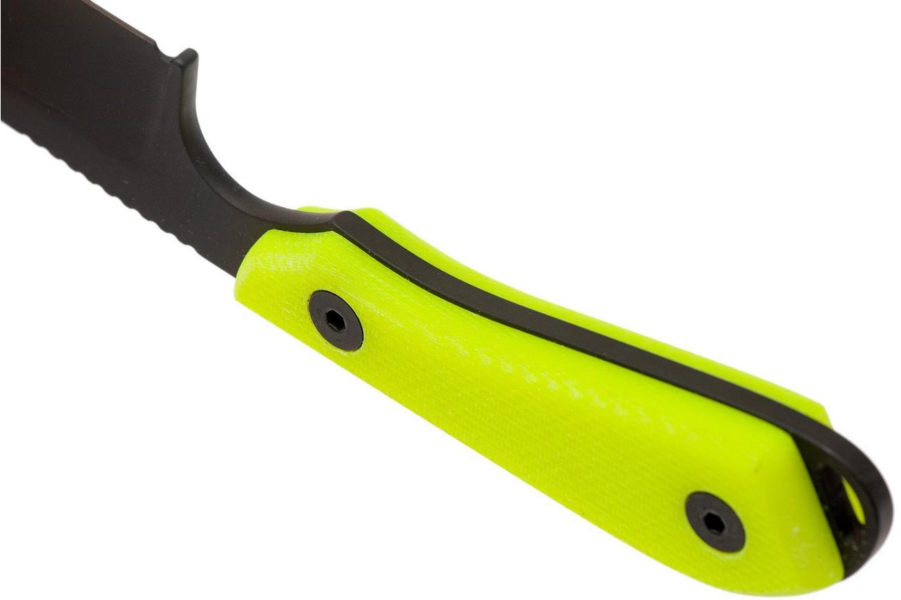 White River Knives M1 Backpacker Pro Yellow G10, Black Ionbond vaststaand mes, Kydex schede