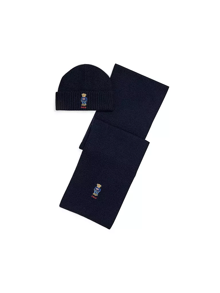 POLO RALPH LAUREN Geschenkset Mütze und Schal dunkelblau