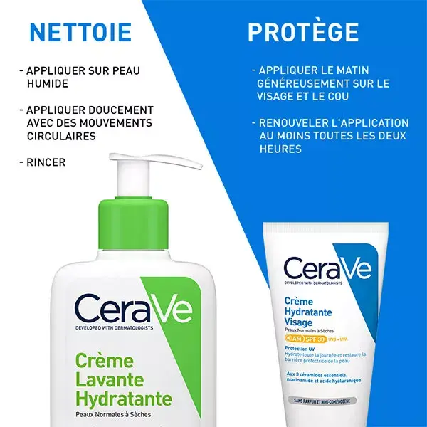 Rotina Facial CeraVe para Pele Seca: Creme de Limpeza Hidratante 236ml e Hidratante Facial FPS 30 52ml