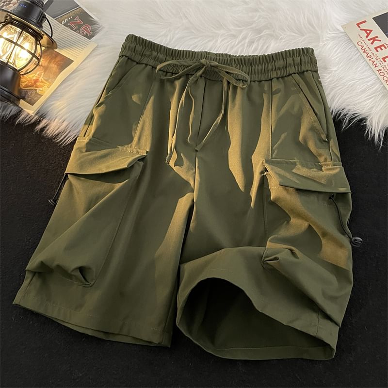 Trimecca - Cargoshorts met trekkoord en effen taille, middelhoge taille
