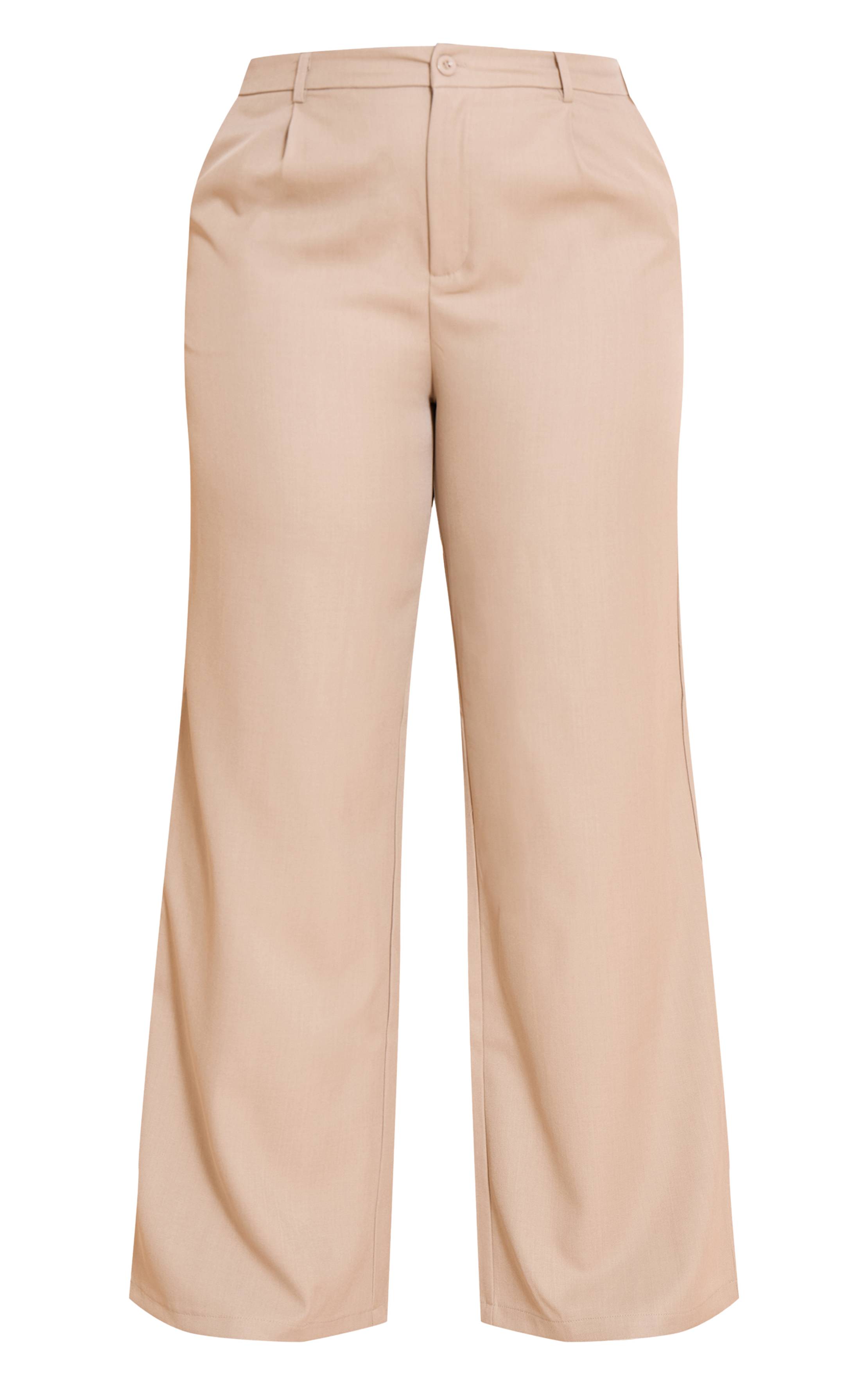 Gris Argile Pantalon Droit Ajusté Grande Taille Ensemble Coordonné