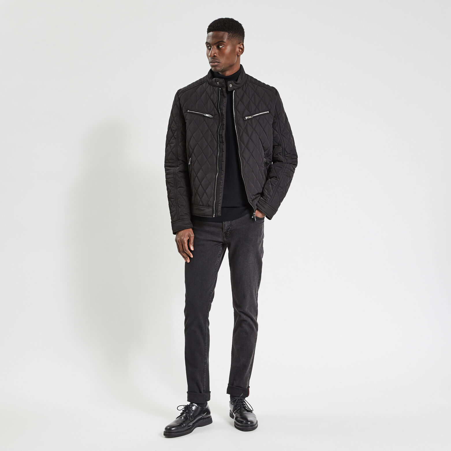 Blouson col biker Noir
