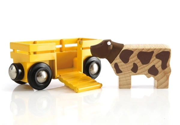 Holz-Spielzeug WAGGON MIT KUH 2-teilig in bunt