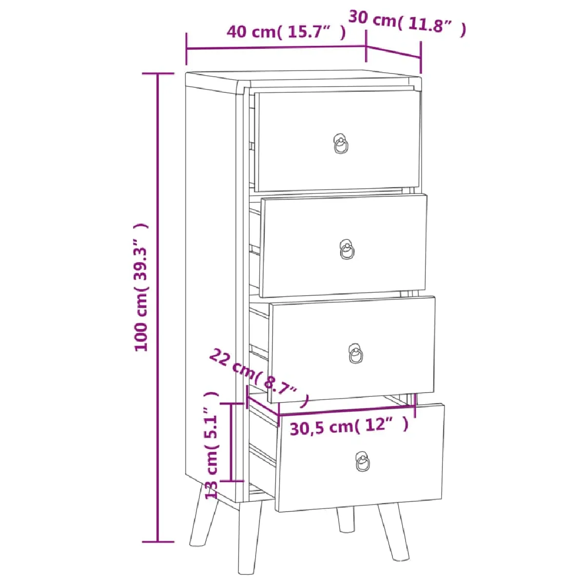 VIDAXL Commode - Bois massif de teck