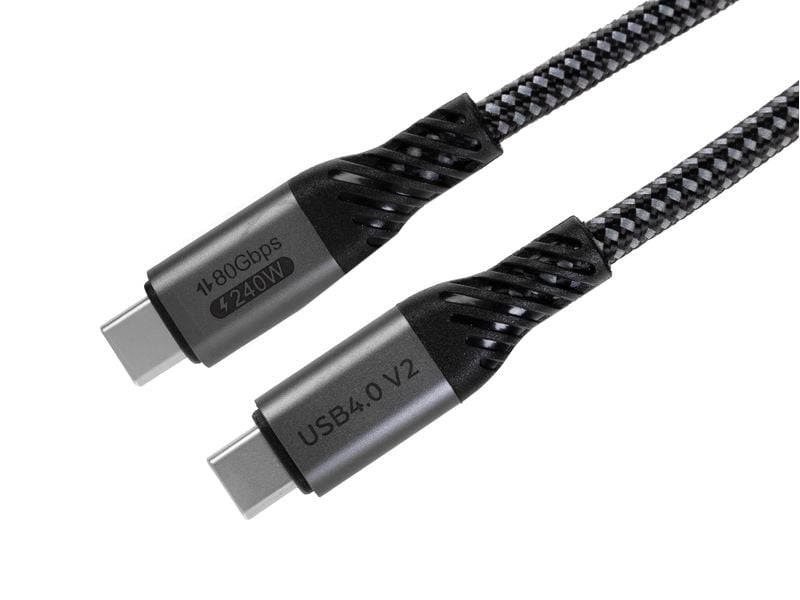 onit USB4-Kabel v2.0 Premium USB C - USB C 0.5 m, Grau/Schw Verbindungskabel mit geflochtener Nylonummantelung
