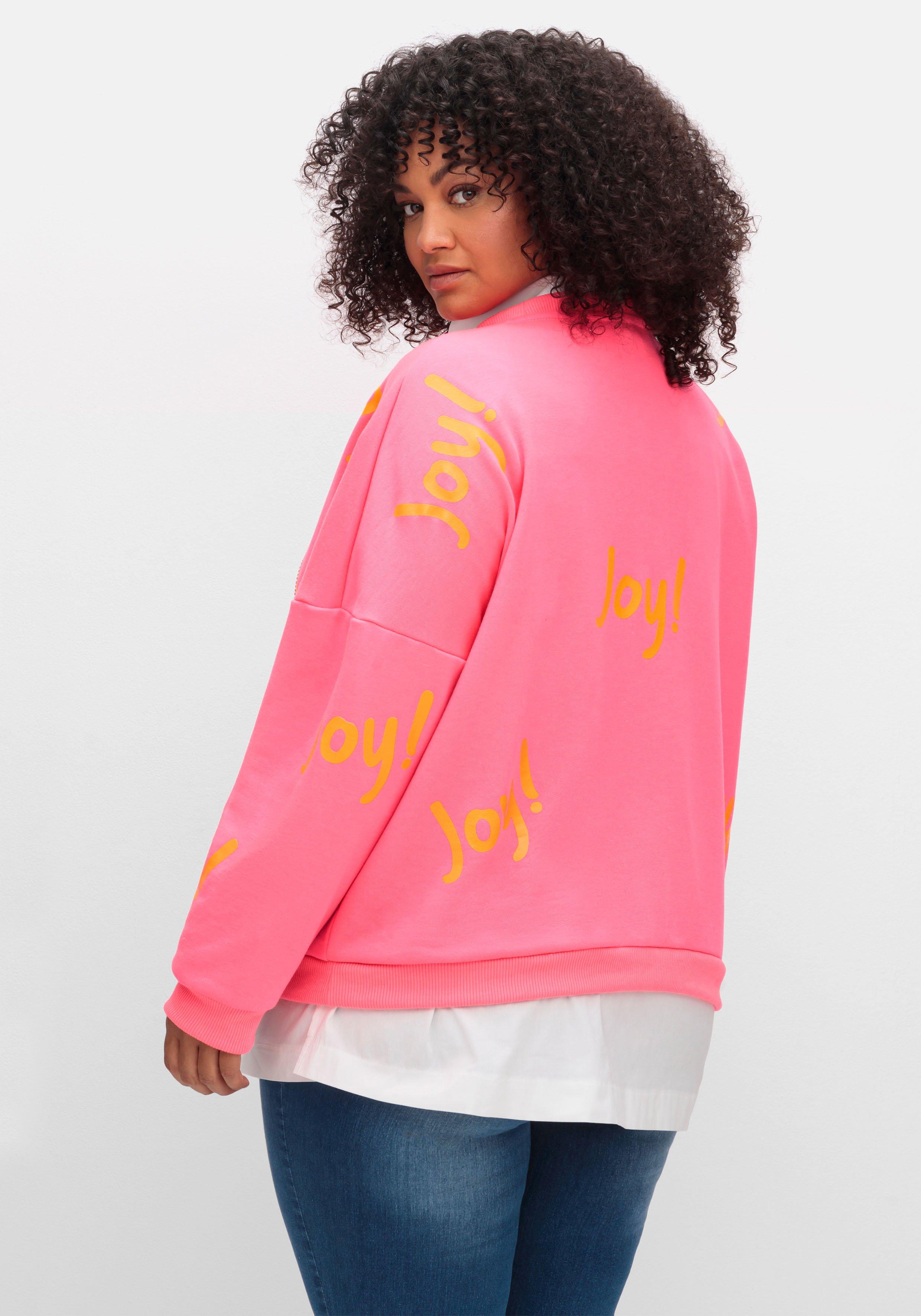 Sweatshirt mit Smiley-Frontdruck und Glitzersteinen
