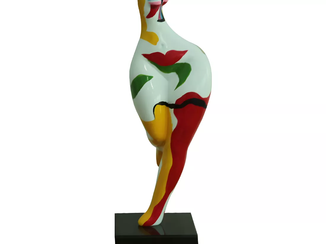 Statue femme bras en l'air et peinture abstraite H61 cm - WOMAN FACE