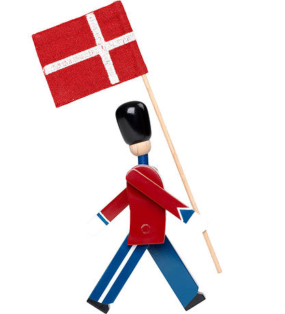 Kay Bojesen Holzfigur - Bannerträger - 14 cm - Mini - Rot/Blau