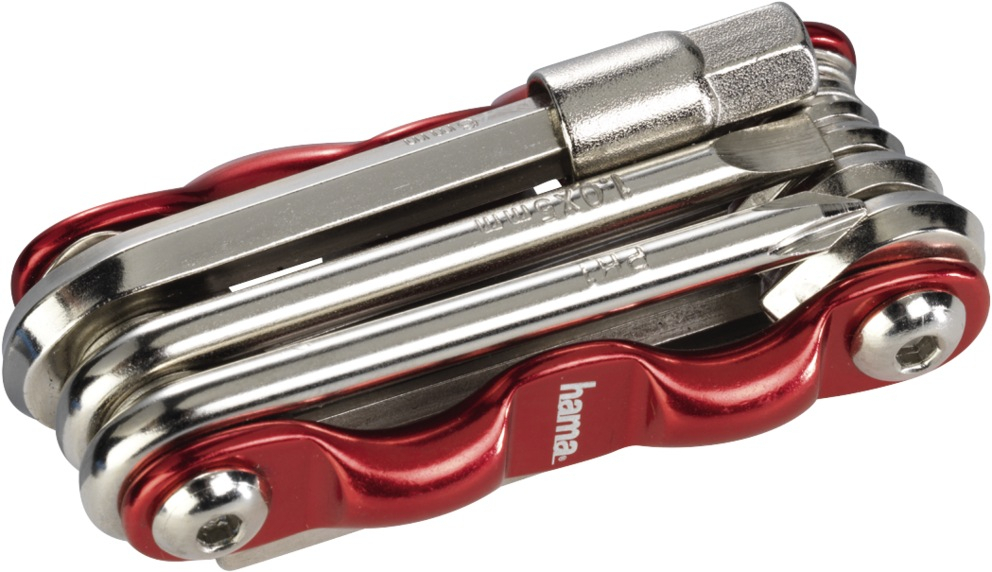 9in1 Fahrrad Mini Falt Werkzeug Multitool Reparaturset (00178128) - Rot / Silber