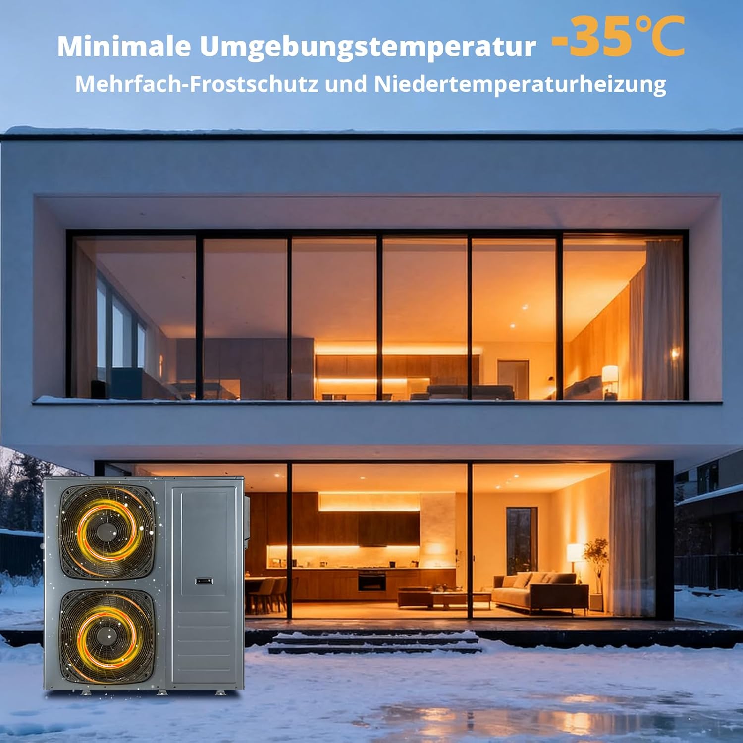 SMETA 14kW Monoblock Wärmepumpe - Luft Wärmepumpe Wasser, 3-in-1 Heizen Kühlen 75°C Warmwasser, R290, Intelligente Abtauung Frostschutz, Doppelventilatoren, WiFi, A+++, Einphasig & Förderfähig