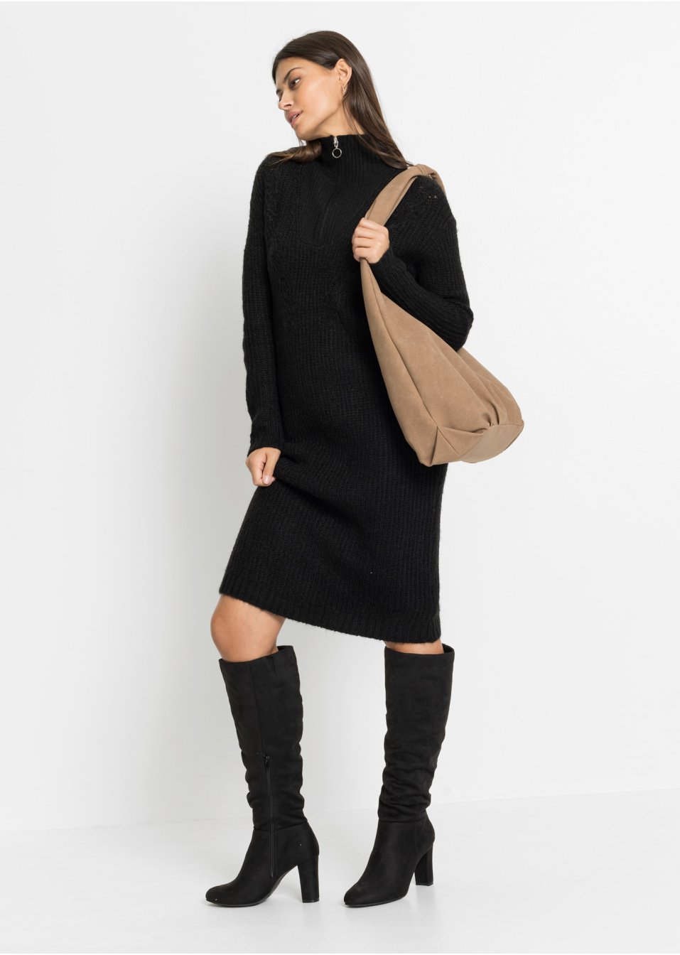 Robe en maille avec col camionneur