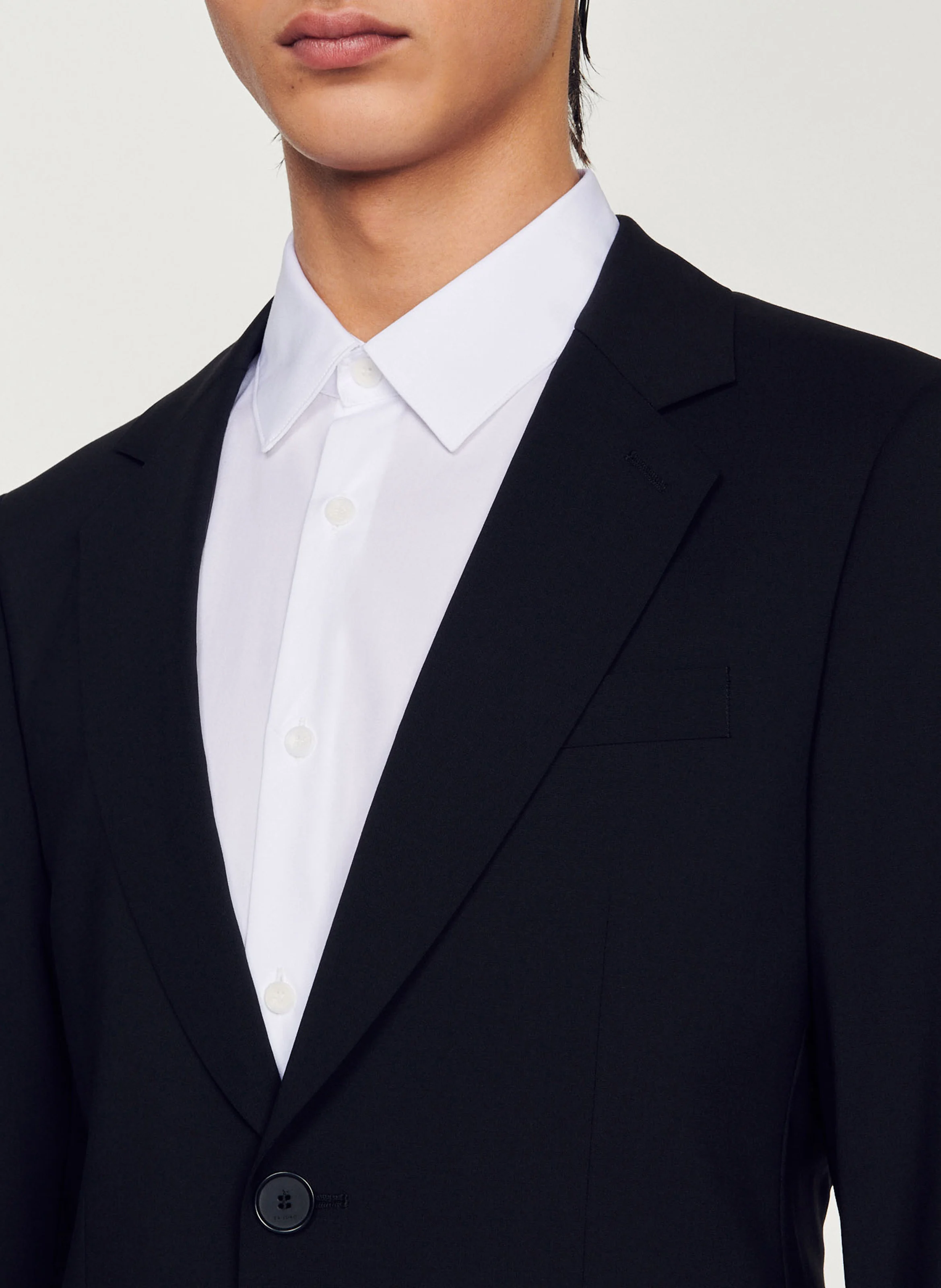 Veste de tailleur en laine mélangée| Noir
