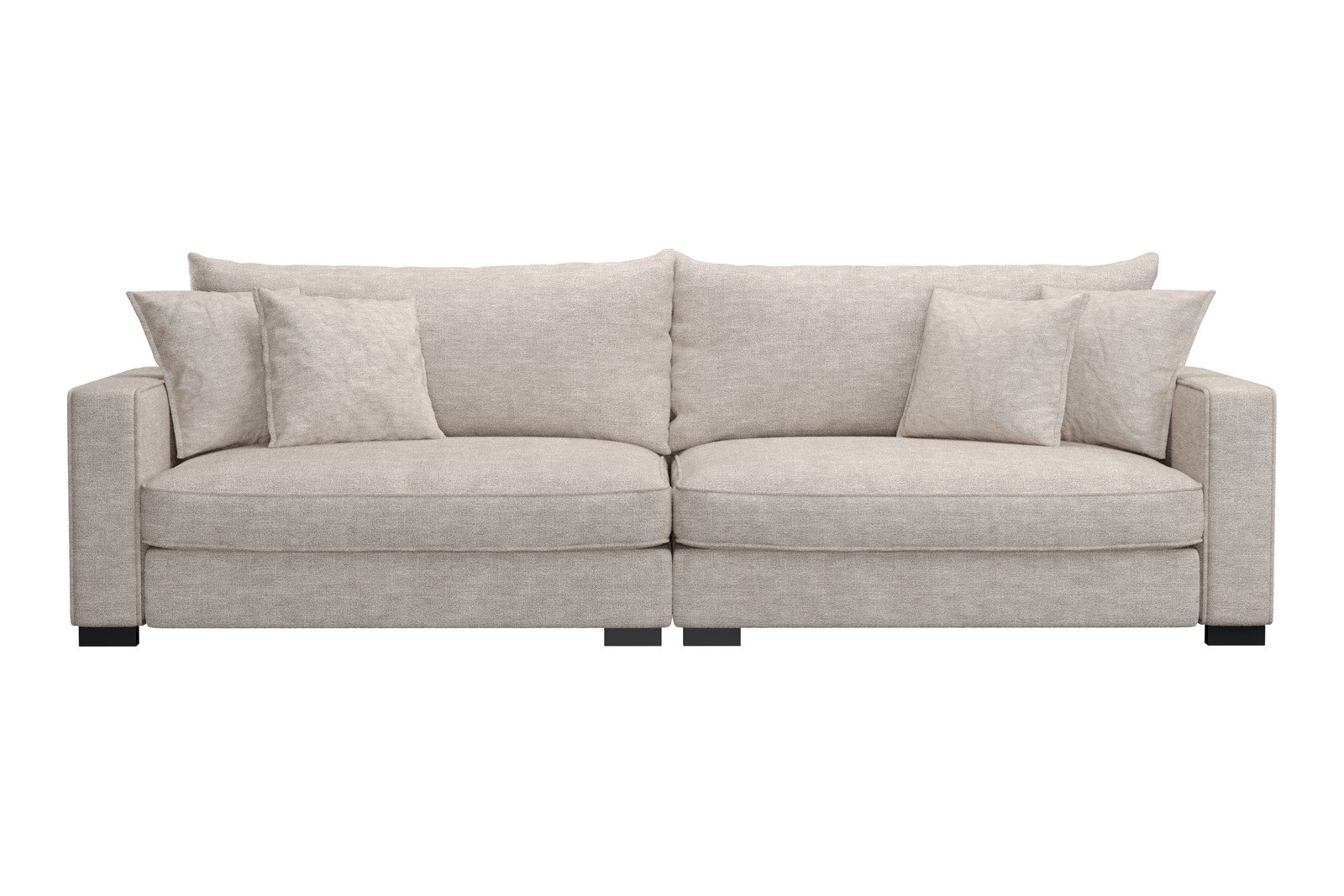 Rossi Lux 4-seter sofa Tekstil Beatto 1027 Lys Grå, arm B med sorte ben. Std. Komfort.