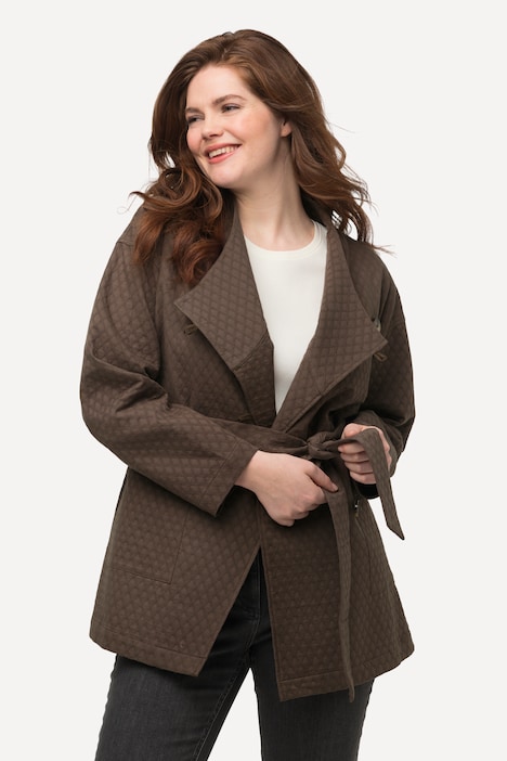 Jacke, Wickeloptik, Schalkragen, Bindegürtel, Biobaumwolle