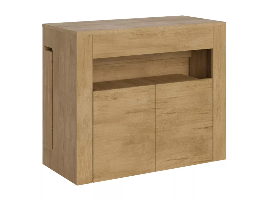 Console extensible 90x42/302 cm Evolve Chêne Nature rallonges internes avec banc inférieur