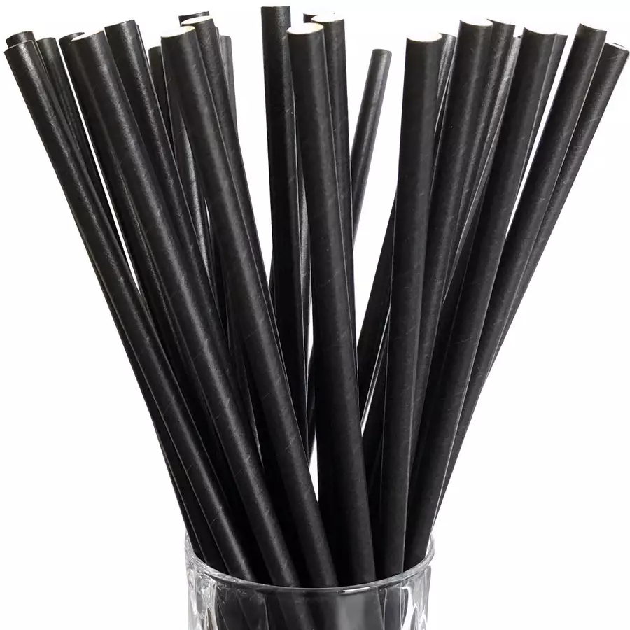 Luxentu Papier-Trinkhalme Jumbo 20 cm 100er Set schwarz