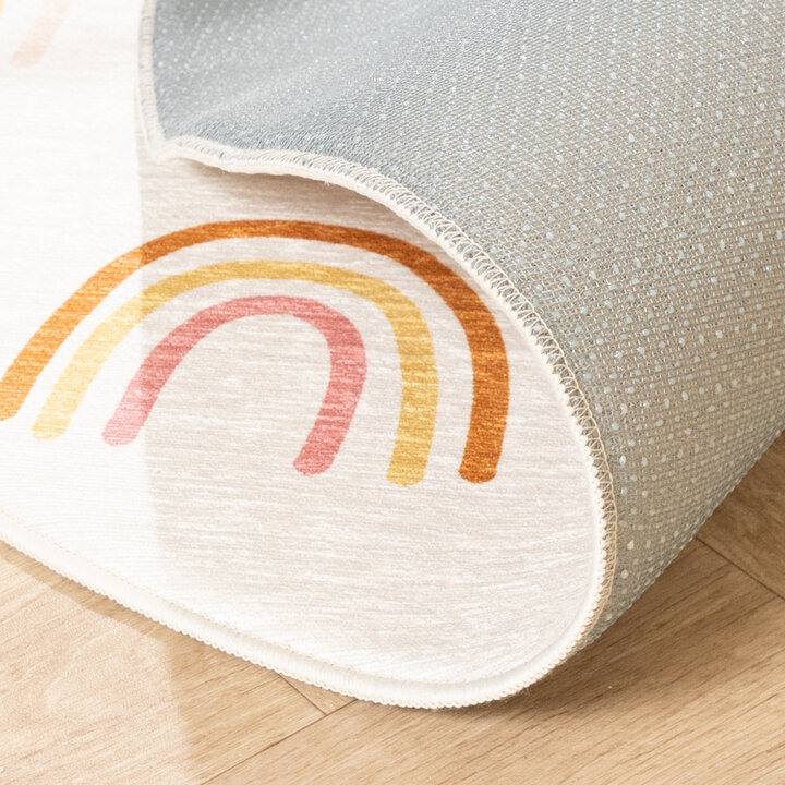 Rond wasbaar kindervloerkleed - Evi Rainbow Multicolor