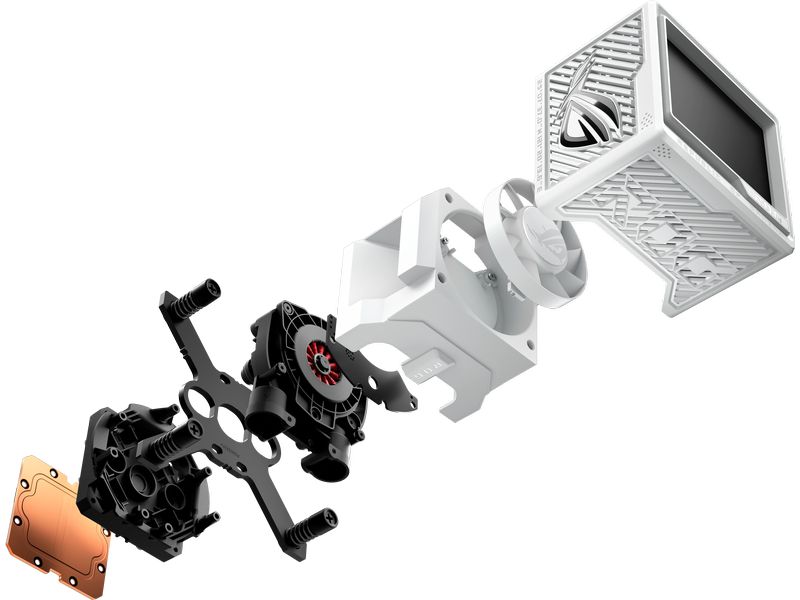 ASUS ROG ROG Ryujin III RGB Extreme, Weiss All-in-One-Flüssig-CPU-Kühler mit 3.5 Zoll LCD Bildschirm und ARGB-Lüfter