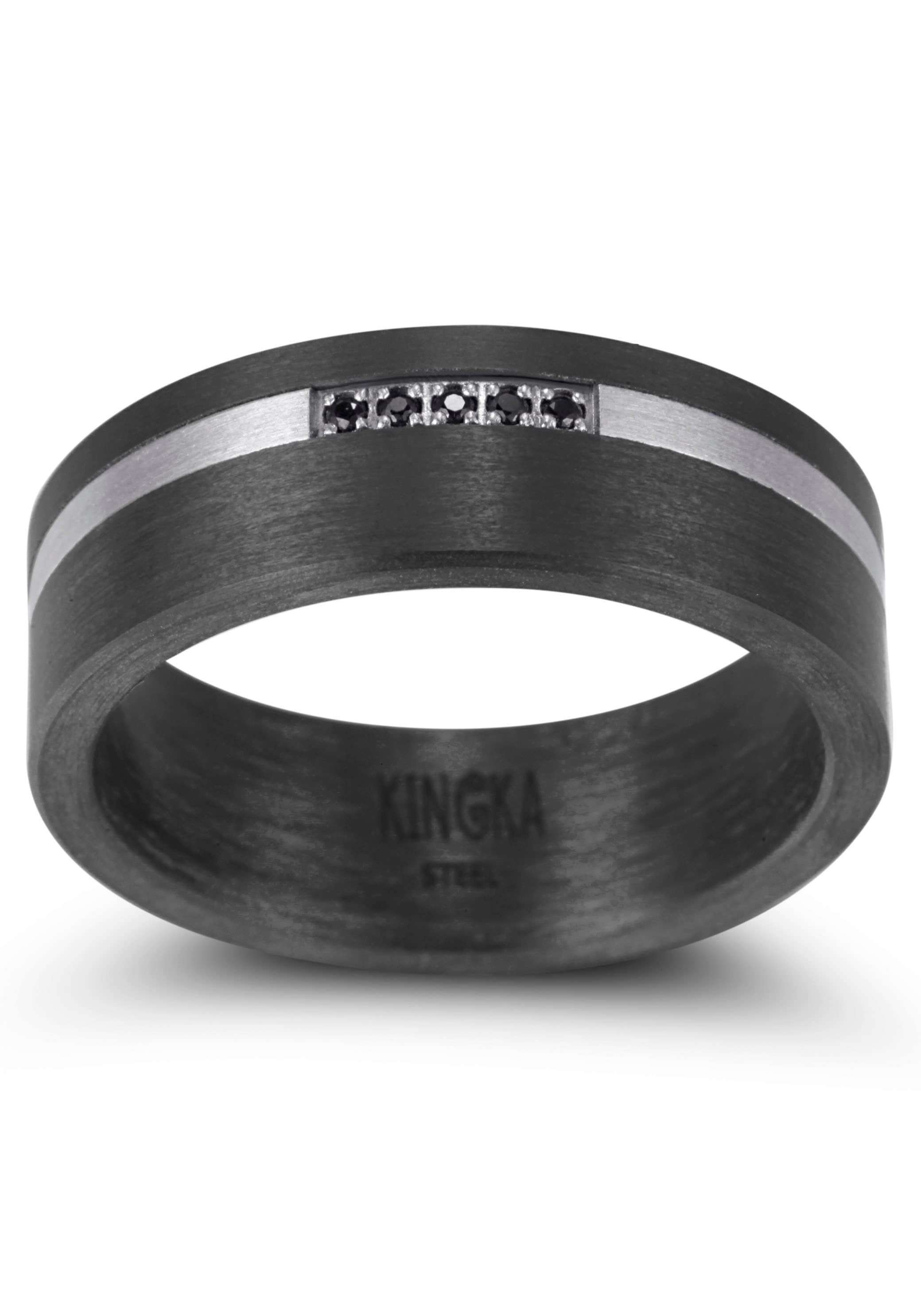 Kingka Partnerring »Carbon« mit Zirkonia (synth.)