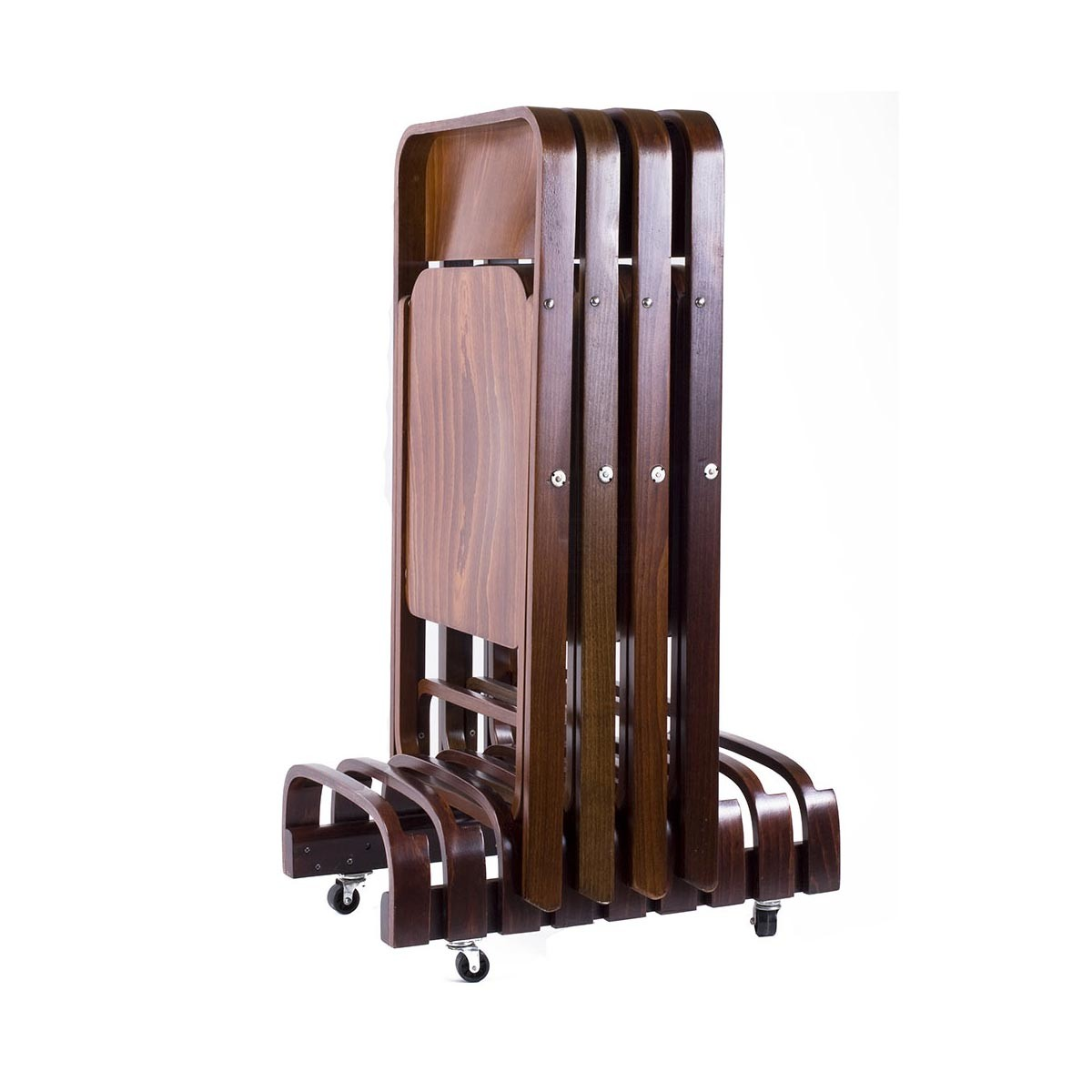 Houten klapstoelenrek Flip - walnoot