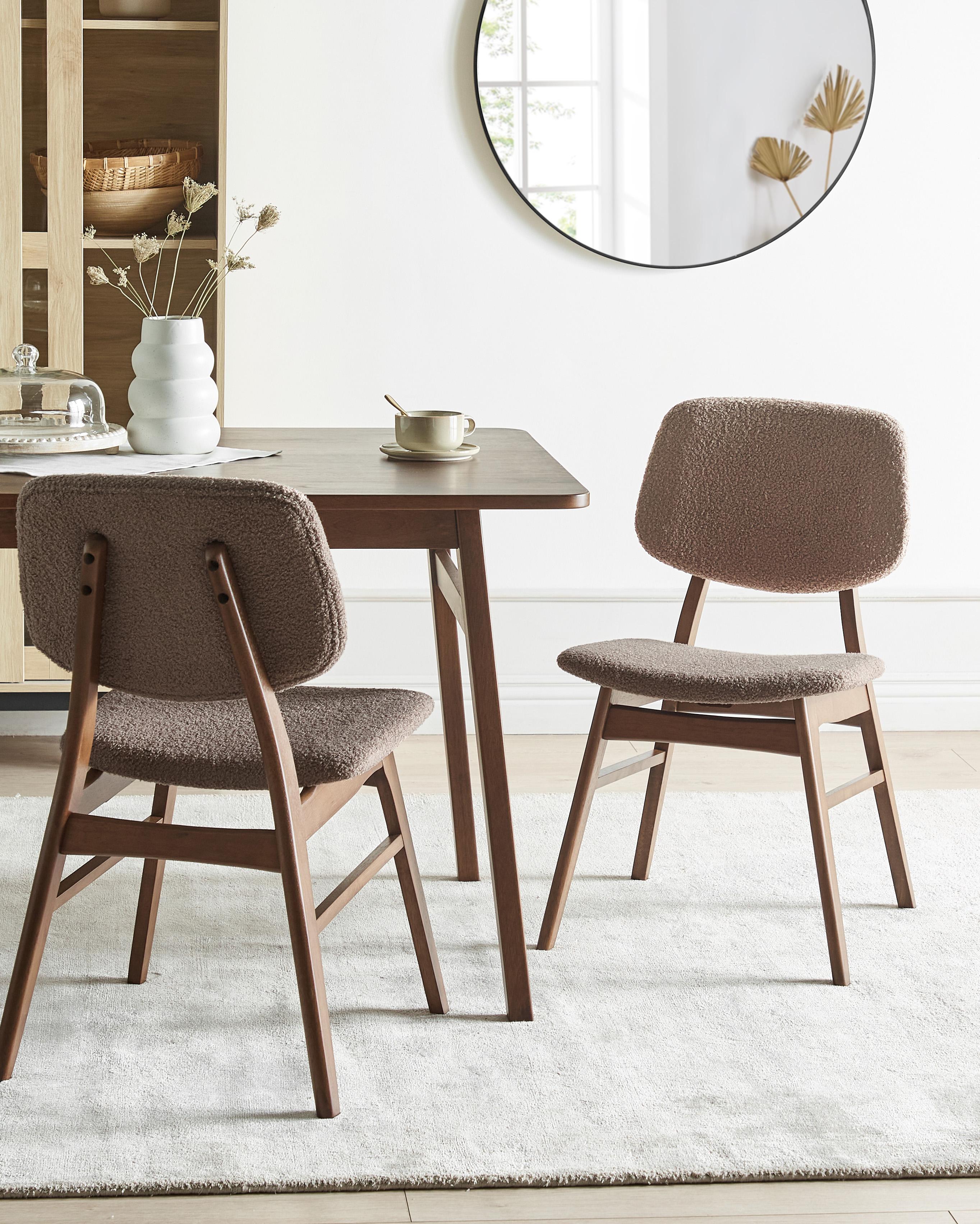 Set van 2 eetkamerstoelen ELAINE Hout Donkerbruin/taupe