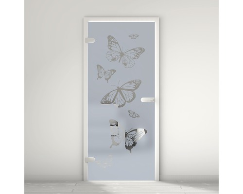 Pertura glazen deur Mynd Butterfly 06 blauw 70,9 x 197,2 x 0,8 cm DIN Links