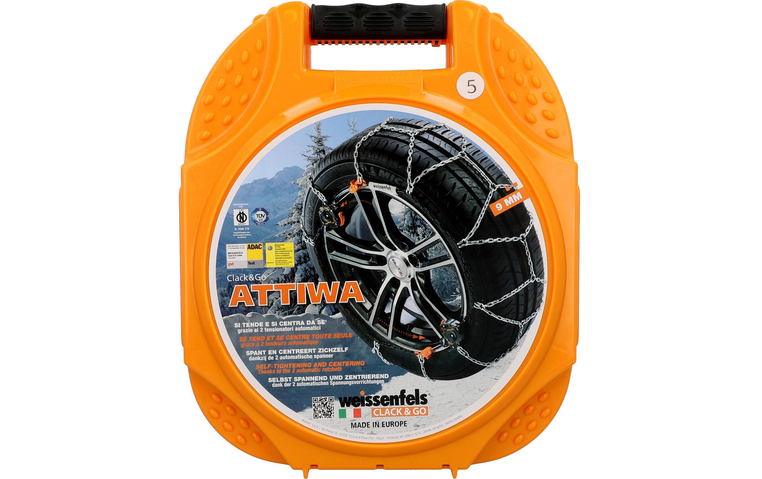 Stahlschneekette Attiwa Clack & Go 5<br>Schneekette Grip Automatic mit zwei automatischen Spannungsvorrichtungen