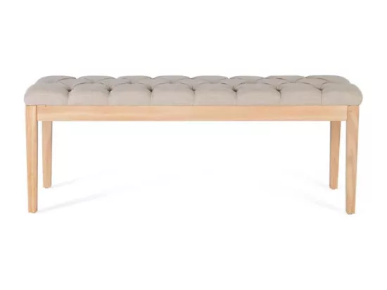 Banc Bois Tissu Marron 122x45x47cm - Décoration d'Autrefois