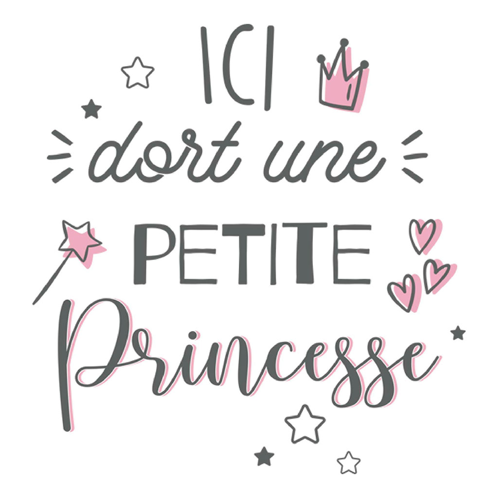 Sticker mural déco dort une petite princesse 70x20cm