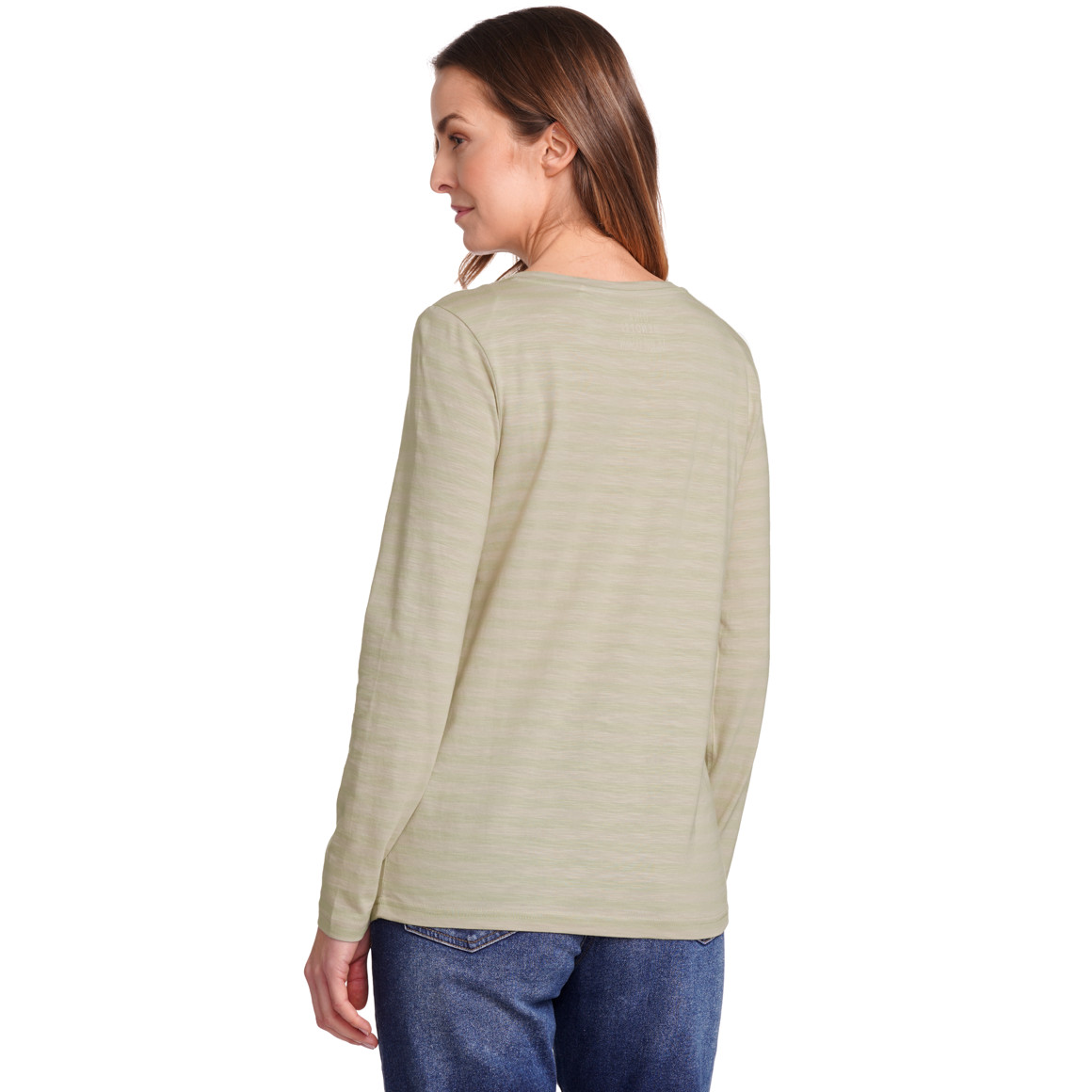 Gina Benotti Damen Langarmshirt gestreift hellgrün / beige