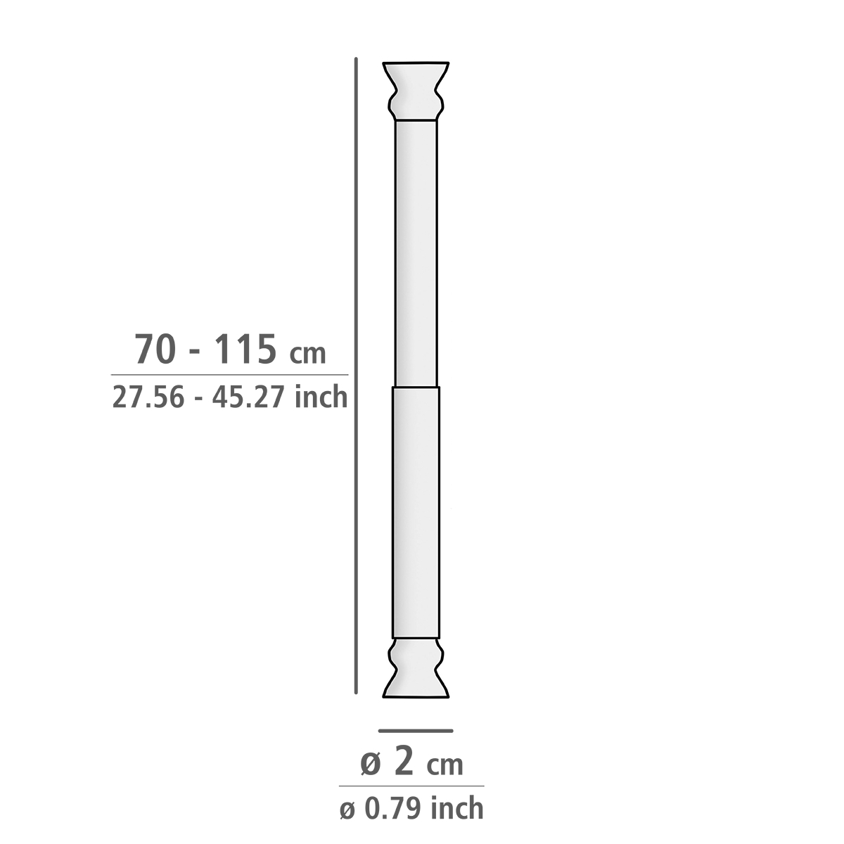 Wenko telescopische douchestang ø20mm 70-115cm wit