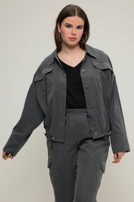 Cargo-Hemd, Shaket, oversized, Hemdkragen, Brusttaschen, Langarm