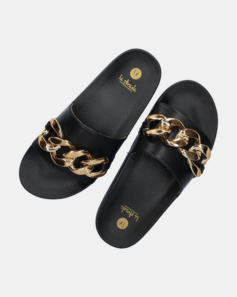 La Strada Slippers  - zwart