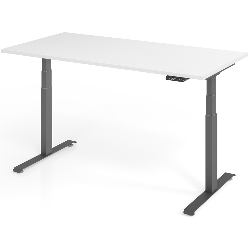 Elektrisch höhenverstellbarer Schreibtisch Tarys Ergo-0, Gestellfarbe graphit, 160 x 80 cm, weiss
