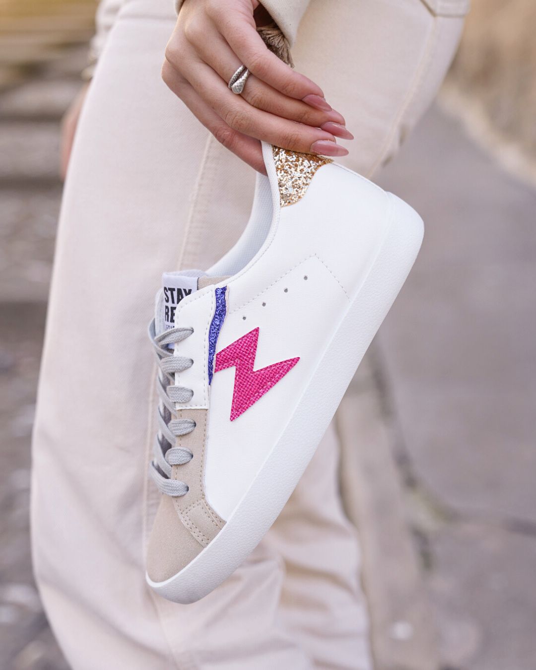 Basket femme rose à lacets - Mina