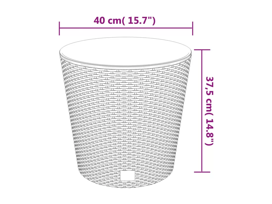 Jardinière et intérieur amovible anthracite 35 /37,5 L rotin PP