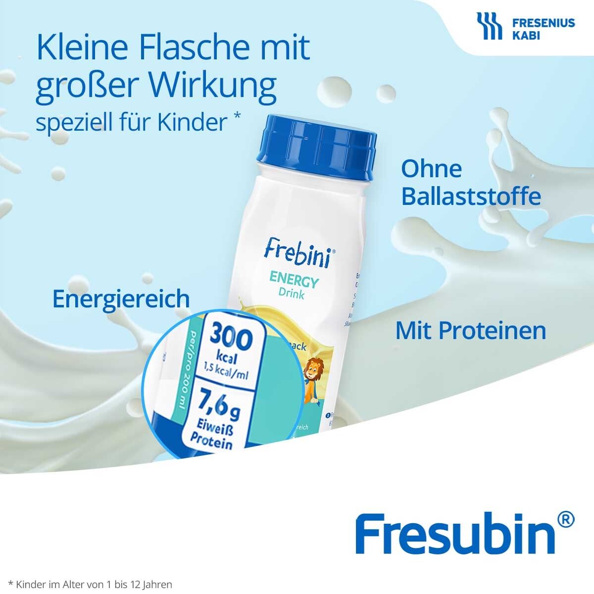 Frebini Energy Fibre Trinknahrung Mischkarton | Aufbaunahrung mit Vitaminen für Kinder