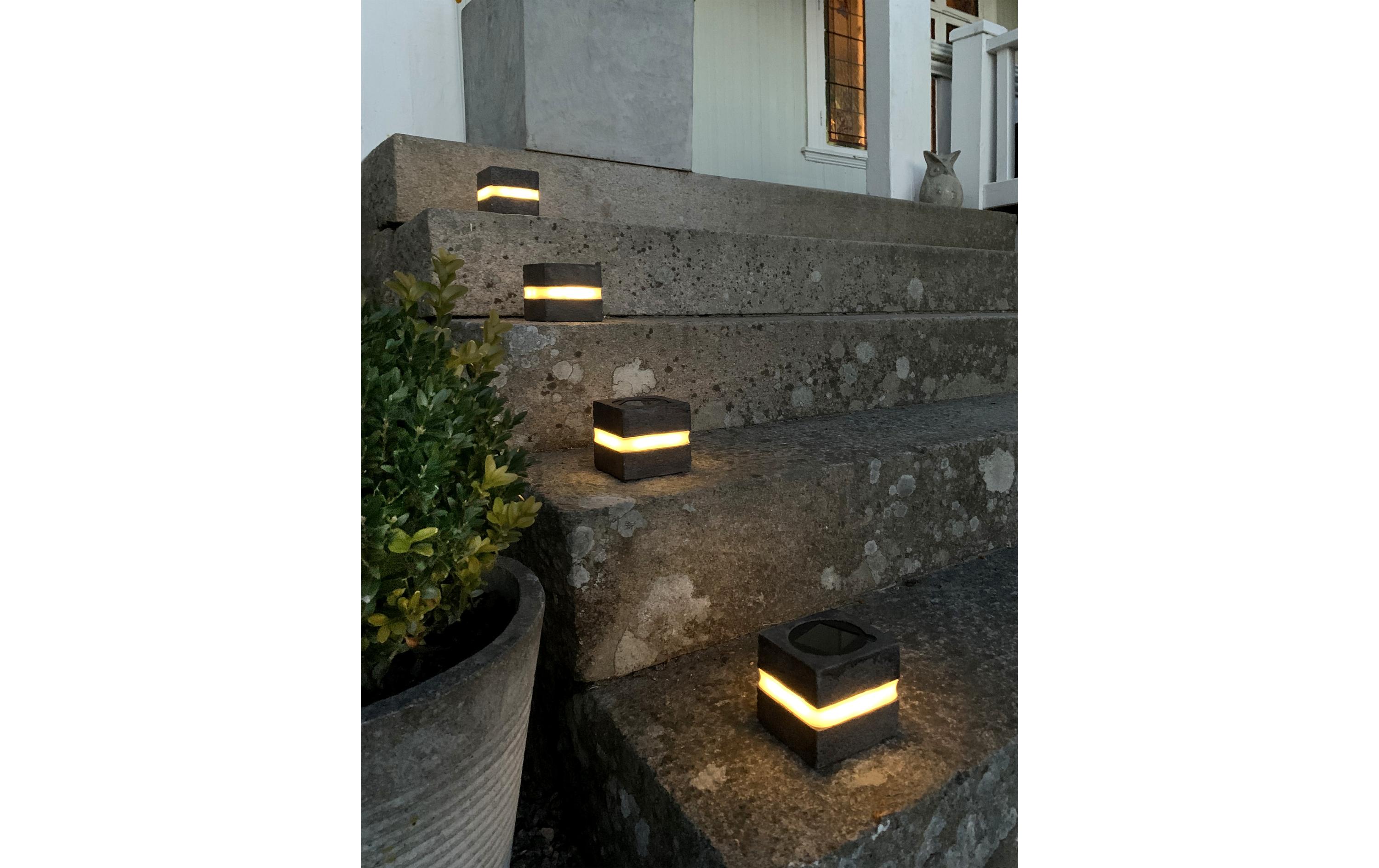 Solar Decoration Stonecube Warmweiss, GrauSolargartendekoration