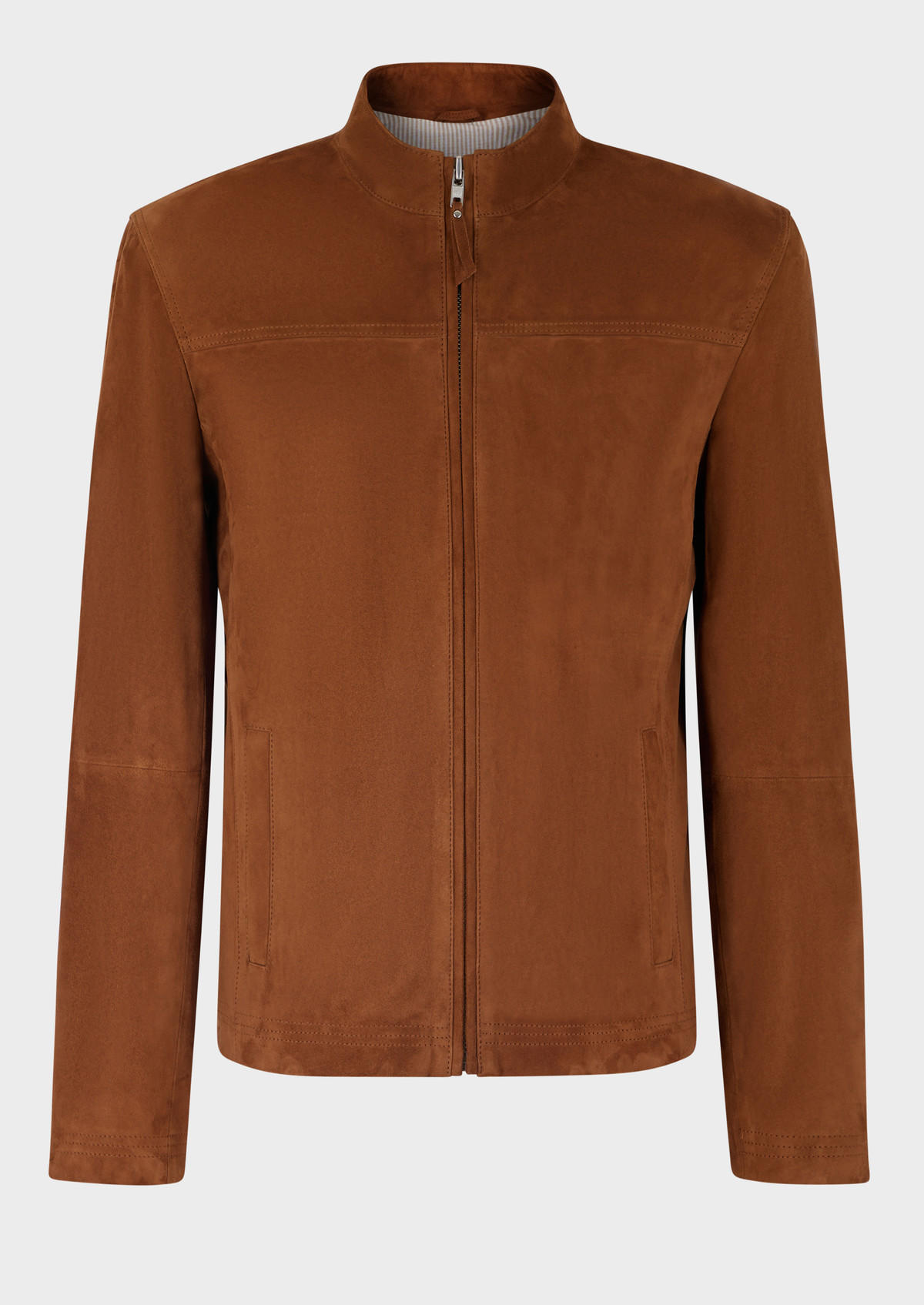 Blouson en cuir nubuck cognac