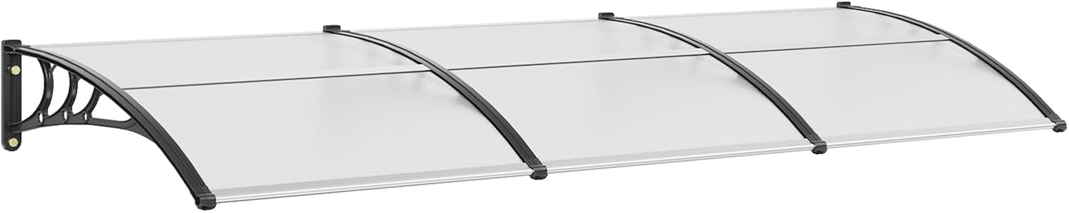 VEVOR Vordach Haustür 965 x 2975 mm Überdachung UF50+ PC-Sonnenschutzfolie Haustürvordach PC-Blatt + ABS-Halterung + Aluminium-Verbinder Pultvordach UV-beständig Haustürdach Pultbogenvordach
