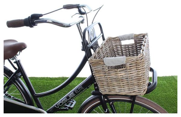BASIL Panier À Vélo En Rotin Dorset Medium 27 X 39 X 21 Cm - Nature Gris