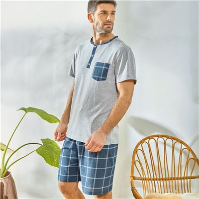 Pyjama short homme à carreaux