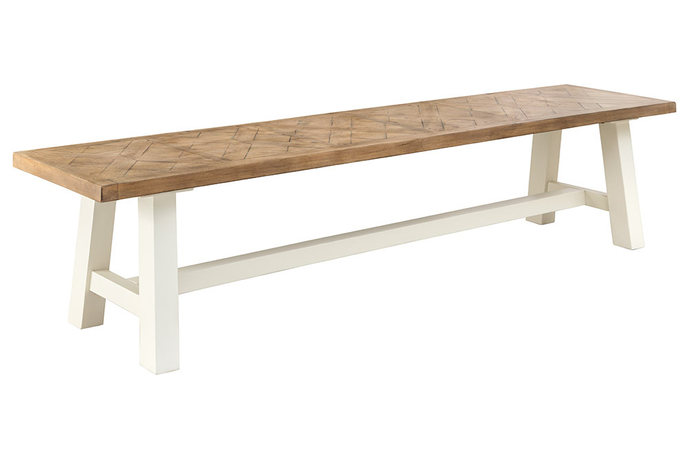 Massive Sitzbank HAMPTONS 160cm hellbraun creme Pinienholz