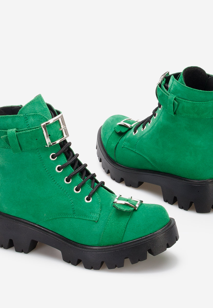 Bottines à lacets femme en cuir verts Antonina V2