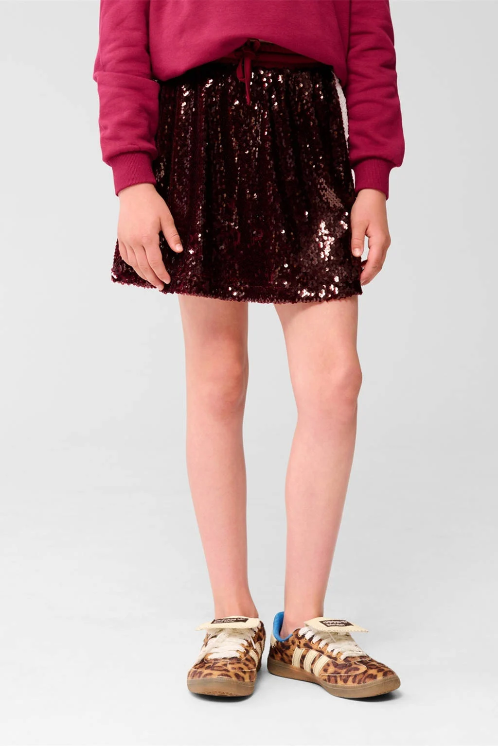 Shoeby korte rok met pailletten donkerrood